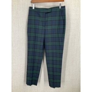 Brooks Brothers Plaid Pants Womens Sz 6 Green Navy Tartan Preppy Academia Office